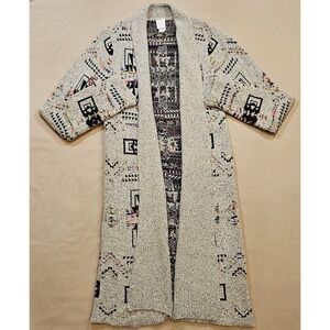 NORTHERN‎ ANGEL Colorful Aztec Knit Long Line Collared Cardigan Sweater Large